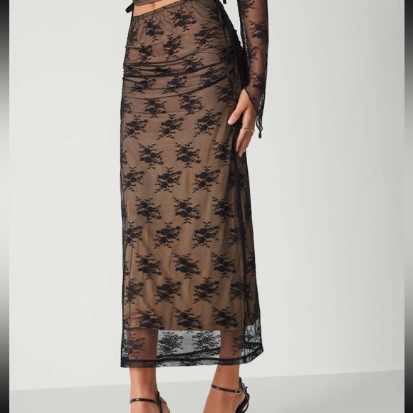 Cider Dresses & Skirts - CIDER - LACE MIDDLE WAIST FLORAL MAXI SKIRT